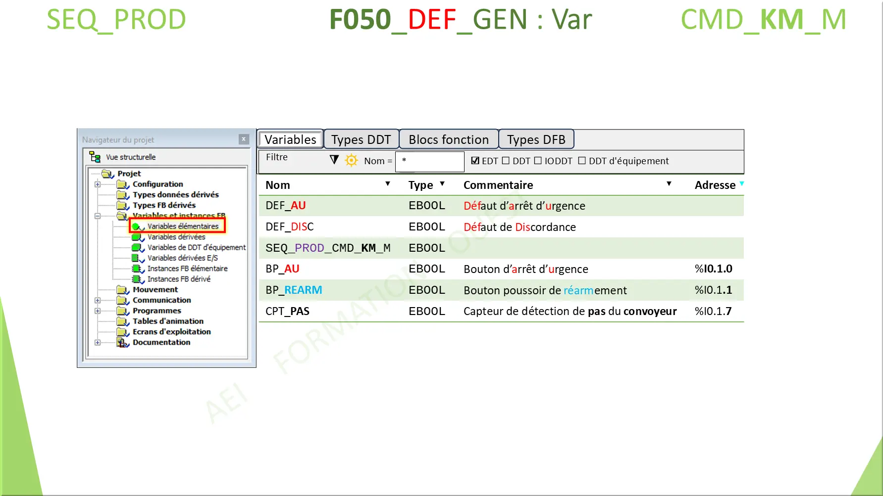 ST F050_DEF_GEN : Var
